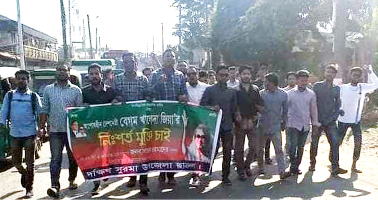 দক্ষিণ সুরমা উপজেলা ছাত্রদলের বিক্ষোভ মিছিল