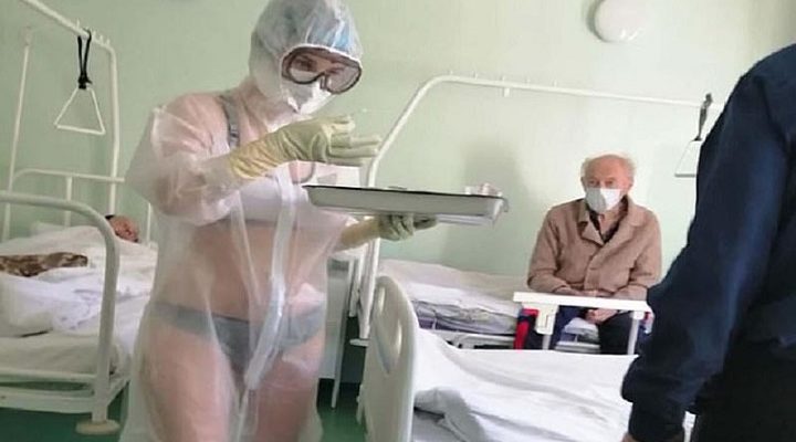 বি’কিনি পরে সেবা দিচ্ছেন নার্স !