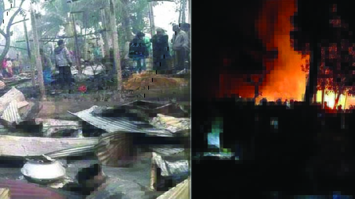 জলঢাকায় আগুনে পুড়ল ৬০টি ঘর, নি:স্ব ২১ পরিবার