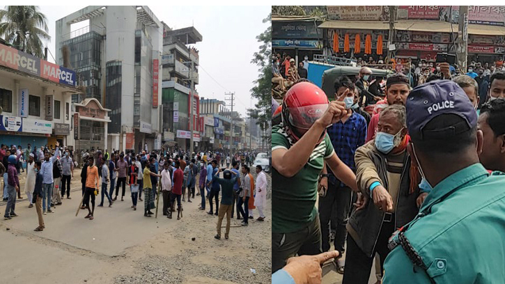 চৌহাট্টায় স্ট্যান্ড উচ্ছেদ : মেয়রের পদত্যাগ দাবিতে অবরোধ