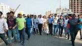 নারায়ণগঞ্জে রিজভীর নেতৃত্বে মিছিল, অগ্নিসংযোগ
