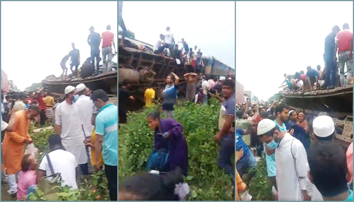 ভৈরবে ট্রেন দুর্ঘটনা: উৎসুক জনতাকে সরাতে মাইকিং